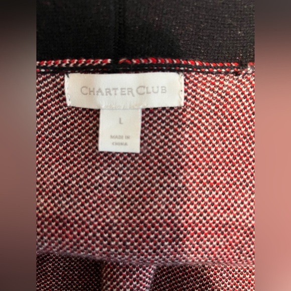 Charter Club Black and Red Plaid Cardigan Sweater Women’s Size L Snap Closure - Picture 5 of 9
